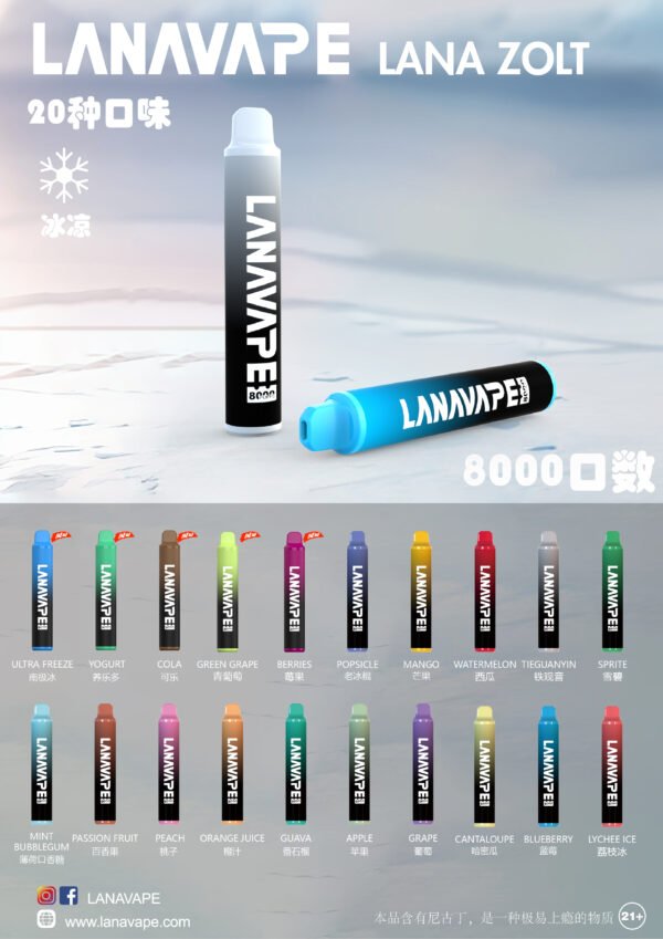 LANA ZOLT抛弃式8000口一次性✨可充電🔋超大容量👍時尚單品🔥活動 8送1